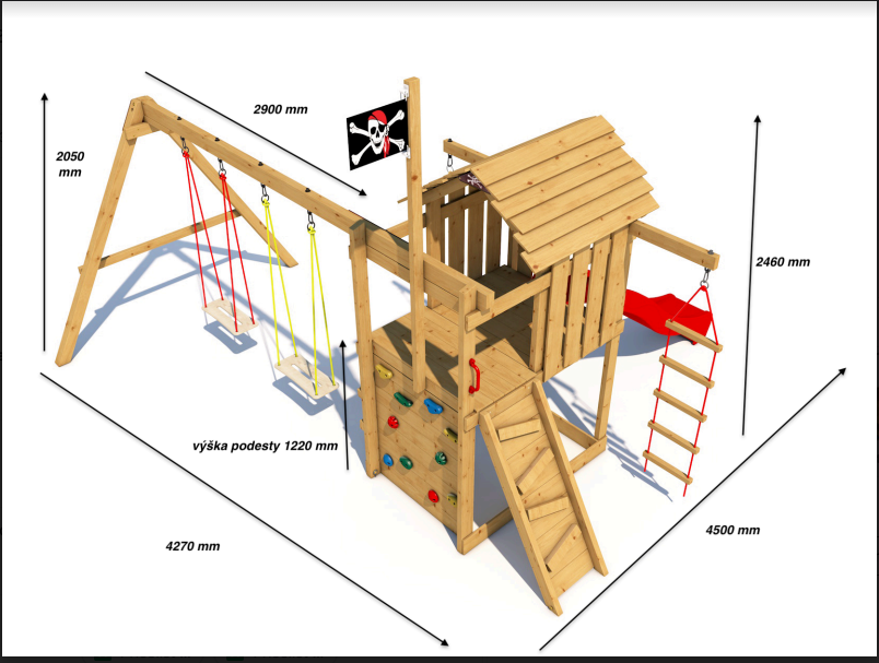 Dětské hřiště Monkey´s Home Malý pirát JIM se zelenou skluzavkou