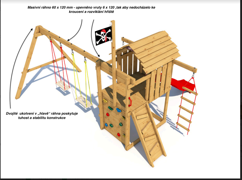 Dětské hřiště Monkey´s Home Malý pirát JIM se žlutou skluzavkou