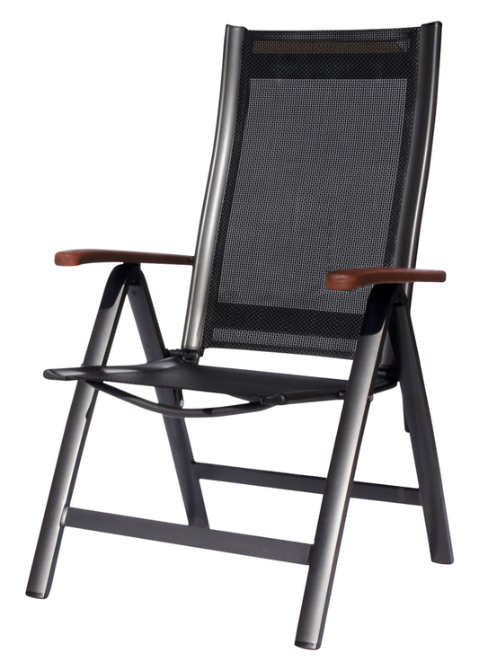 ASS COMFORT zahradní polohovací křeslo hliníkové - antracit + černá