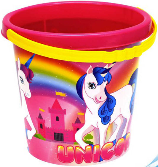 Baby kbelík na písek jednorožec 17cm holčičí růžový s obrázkem Unicorn