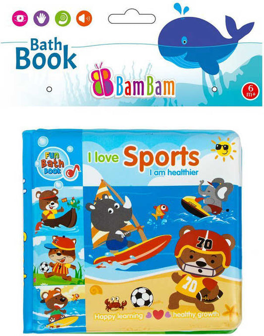BAM BAM Baby knížka sport zvířátka pískací do vany na koupání pro miminko