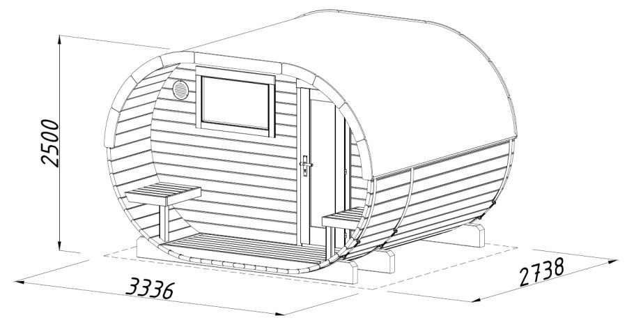Barelová sauna Anette 3,0 + 1,5 m2  (bez kamen)