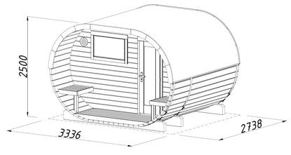 Barelová sauna Anette 3,0 + 1,5 m2  (bez kamen)