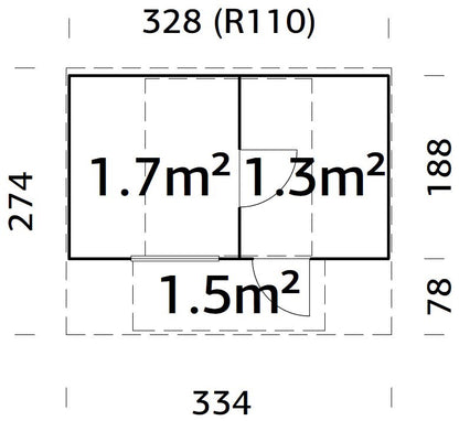 Barelová sauna Anette 3,0 + 1,5 m2  (bez kamen)