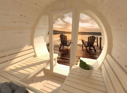 Barelová sauna Anita 1,3 + 0,7 m2 (bez kamen) - prosklenná