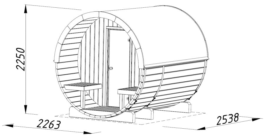 Barelová sauna Anita 1,3 + 0,7 m2 (bez kamen)