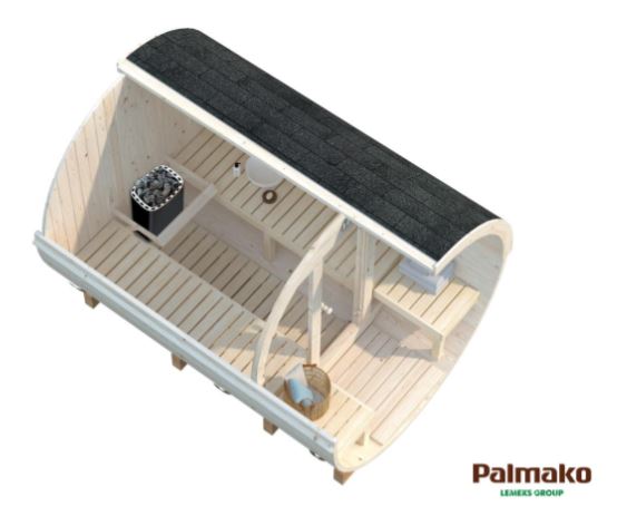 Barelová sauna Anita 1,6 + 0,7 m2 (bez kamen) - prosklenná