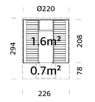 Barelová sauna Anita 1,6 + 0,7 m2 (bez kamen)