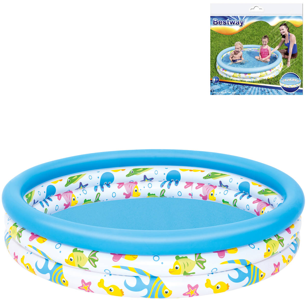 BESTWAY Bazén dětský nafukovací 3 komory korál 122x25cm kulatý 51009