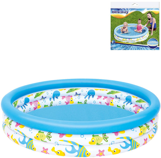 BESTWAY Bazén dětský nafukovací 3 komory korál 122x25cm kulatý 51009