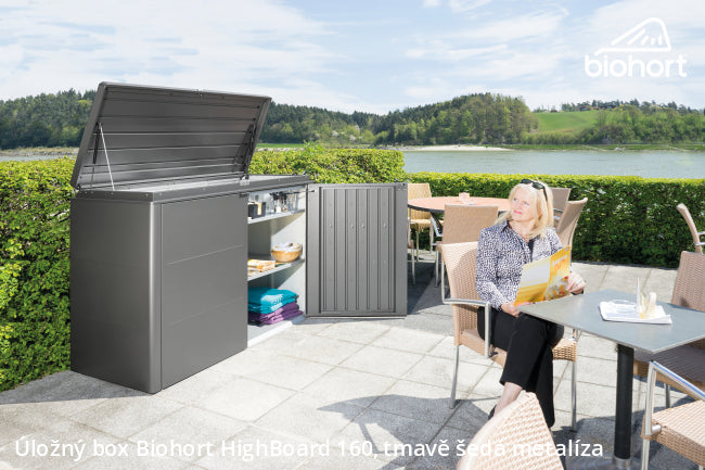 Biohort Úložný box HighBoard 160, šedý křemen metalíza