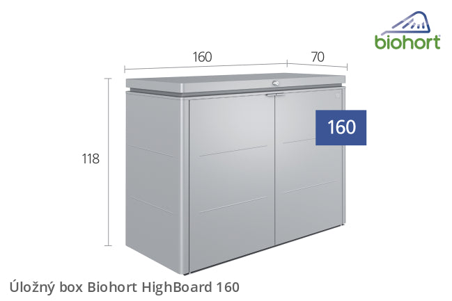Biohort Úložný box HighBoard 160, stříbrná metalíza