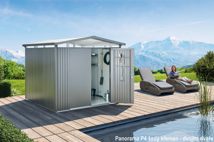 Biohort Zahradní domek PANORAMA P4, šedý křemen metalíza