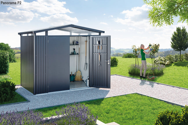 Biohort Zahradní domek PANORAMA P5, stříbrná metalíza