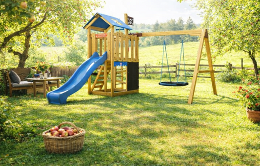 Dětské hřiště Monkey´s Home Malý pirát DOOK s modrou skluzavkou