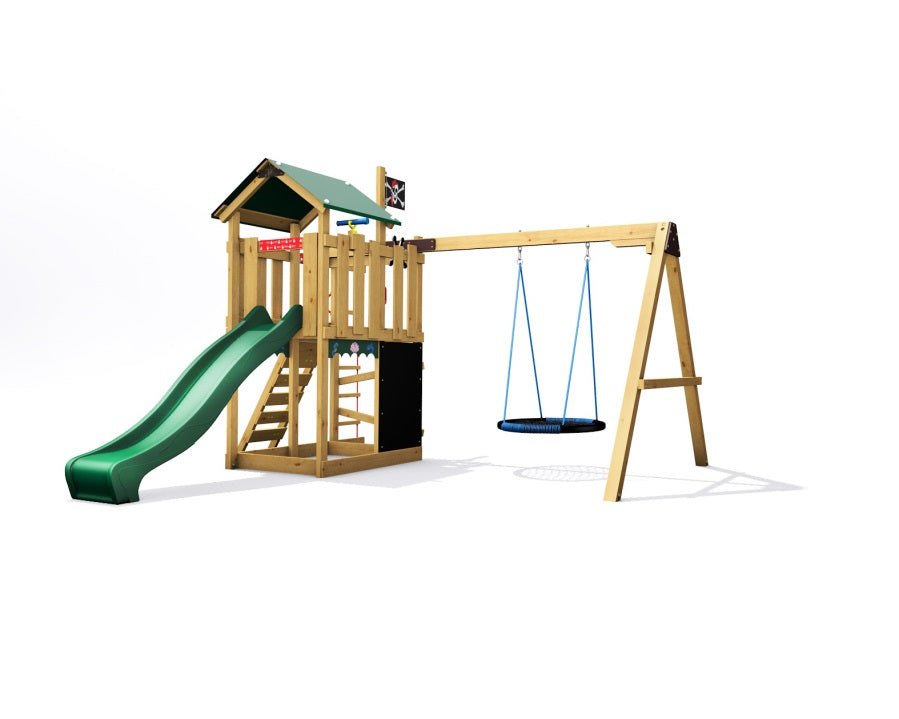 Dětské hřiště Monkey´s Home Malý pirát DOOK se zelenou skluzavkou