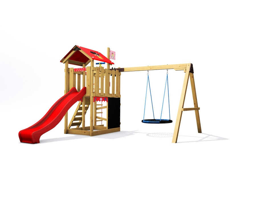 Dětské hřiště Monkey´s Home Malý pirát DOOK s červenou skluzavkou