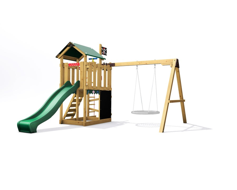 Dětské hřiště Monkey´s Home Malý pirát DOOK se zelenou skluzavkou