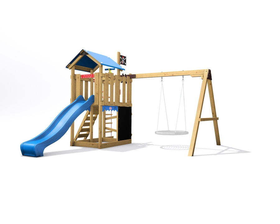 Dětské hřiště Monkey´s Home Malý pirát DOOK s modrou skluzavkou