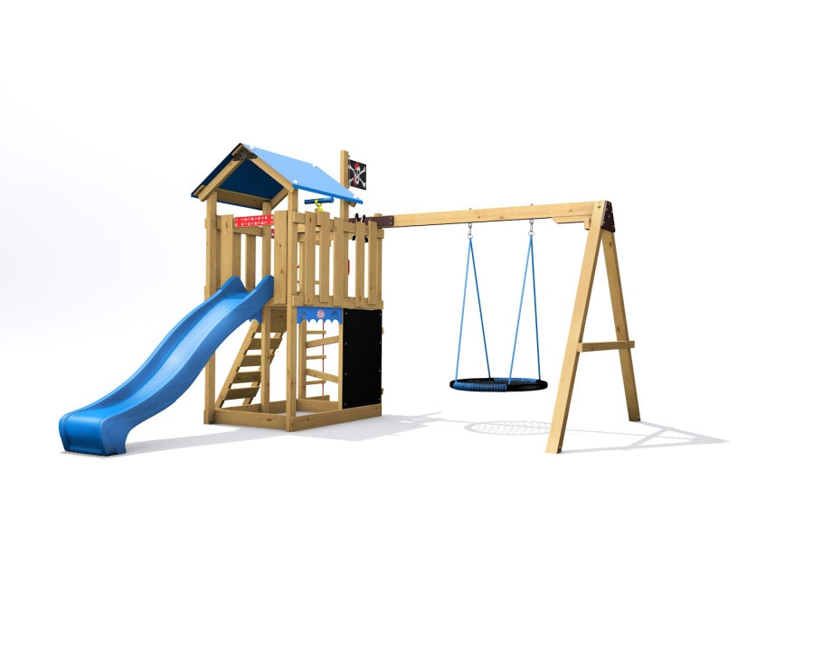 Dětské hřiště Monkey´s Home Malý pirát DOOK s modrou skluzavkou
