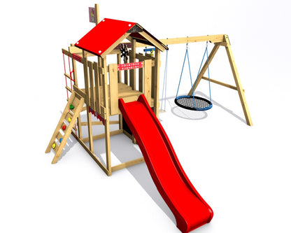 Dětské hřiště Monkey´s Home Malý pirát HOOK s červenou skluzavkou