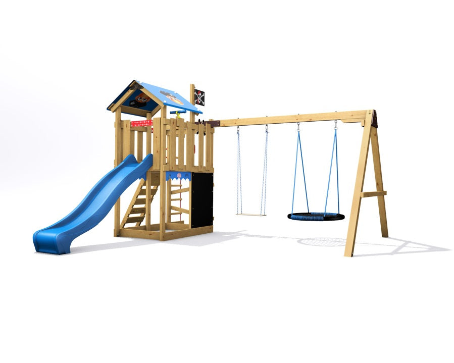 Dětské hřiště Monkey´s Home Malý pirát HOOK s modrou skluzavkou