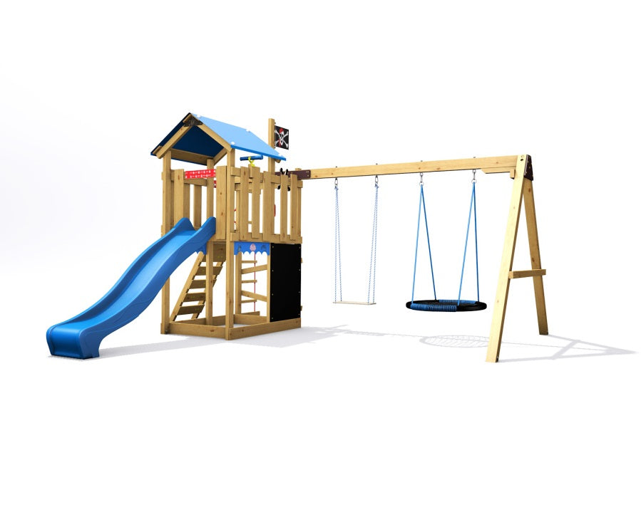 Dětské hřiště Monkey´s Home Malý pirát HOOK s modrou skluzavkou