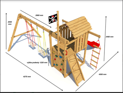 Dětské hřiště Monkey´s Home Malý pirát JIM s modrou skluzavkou