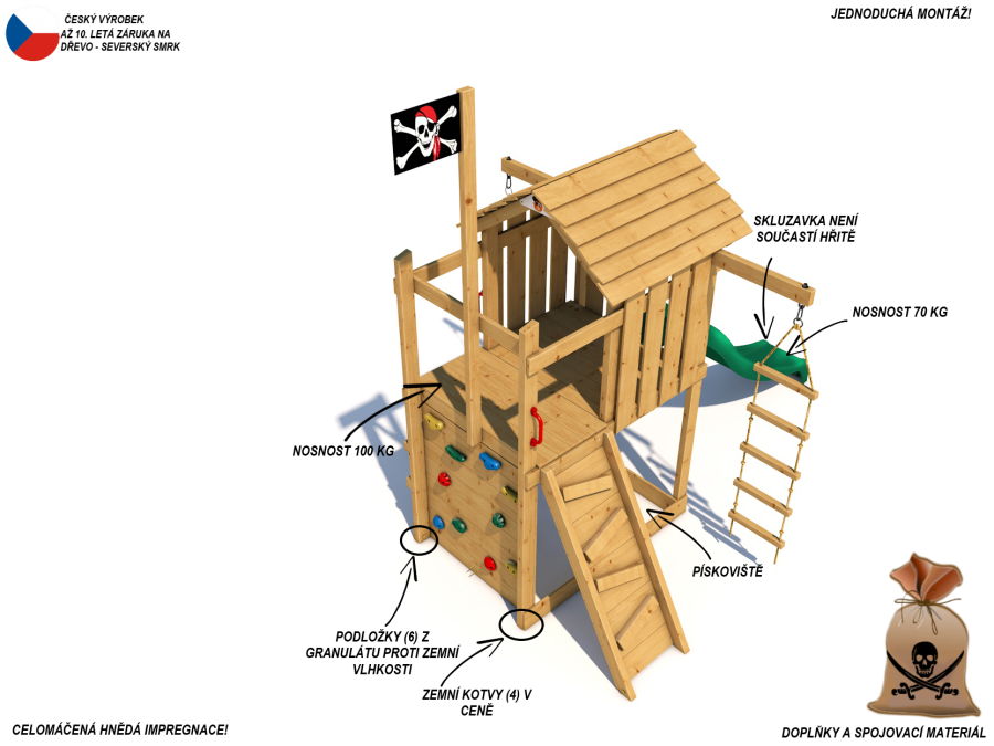 Dětské hřiště Monkey´s Home Malý pirát JOE bez skluzavky