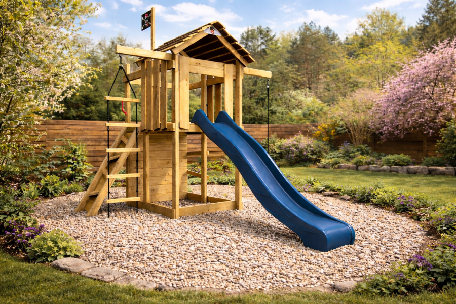 Dětské hřiště Monkey´s Home Malý pirát JOE s modrou skluzavkou