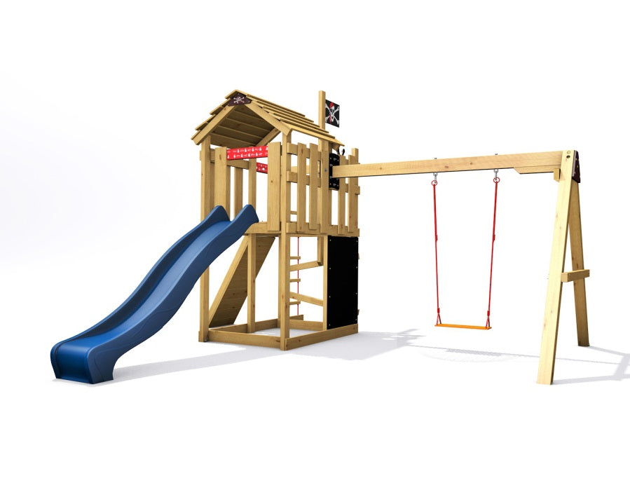 Dětské hřiště Monkey´s Home Malý pirát MAD s modrou skluzavkou