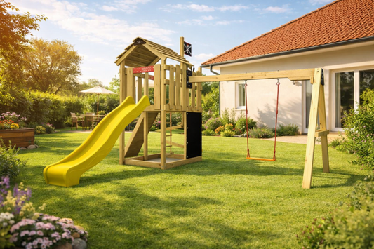Dětské hřiště Monkey´s Home Malý pirát MAD se žlutou skluzavkou
