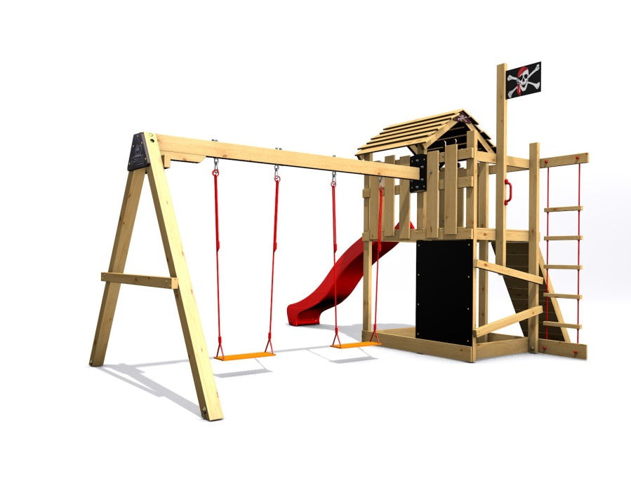Dětské hřiště Monkey´s Home Malý pirát RED s modrou skluzavkou