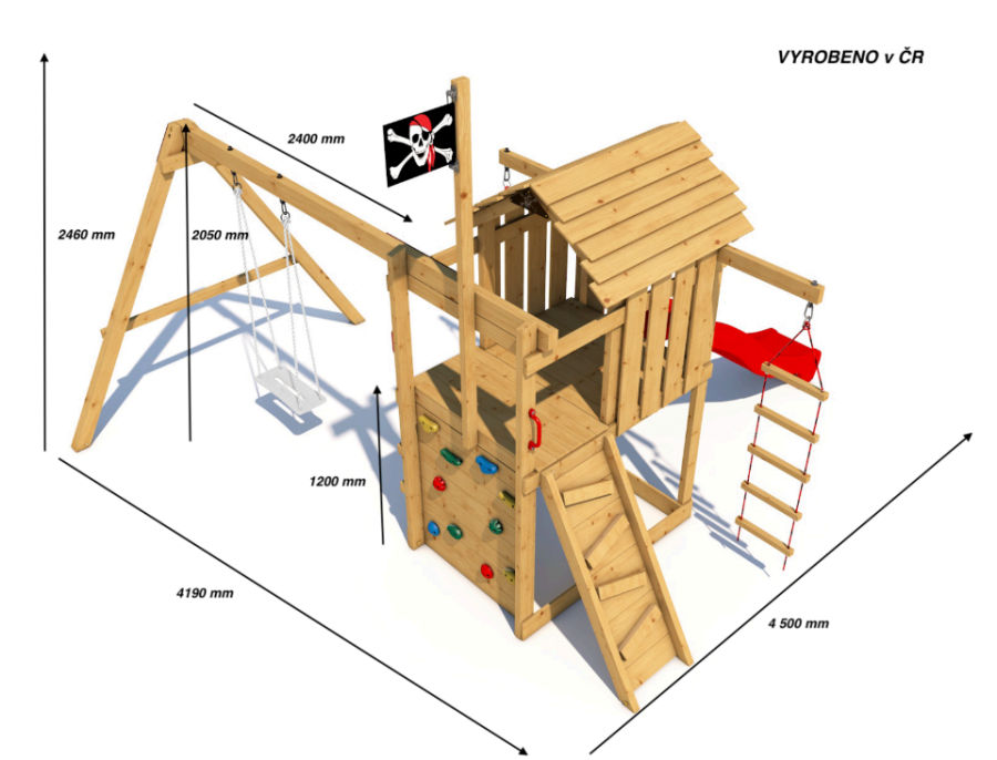 Dětské hřiště Monkey´s Home Malý pirát SAM s modrou skluzavkou