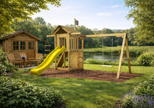 Dětské hřiště Monkey´s Home Malý pirát SAM se žlutou skluzavkou