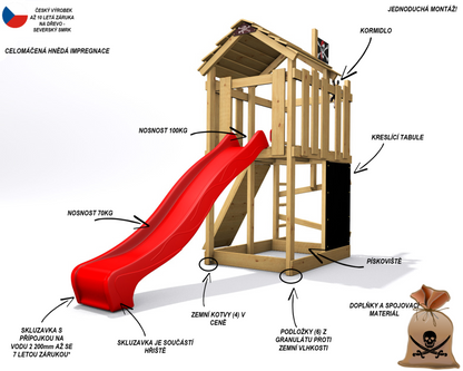 Dětské hřiště Monkey´s Home Malý pirát ZET s modrou skluzavkou