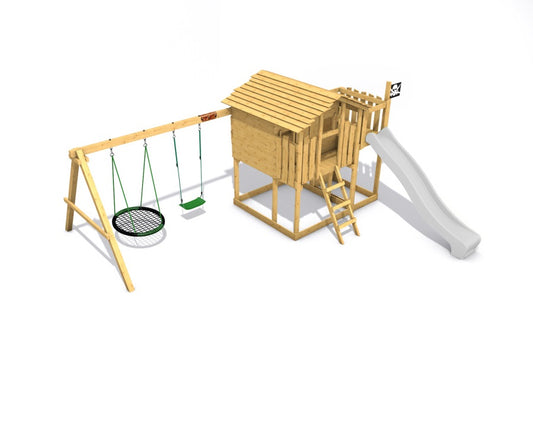 Dětský domeček Monkey´s Home Chatrč pirát Storm s houpačkami - zelené