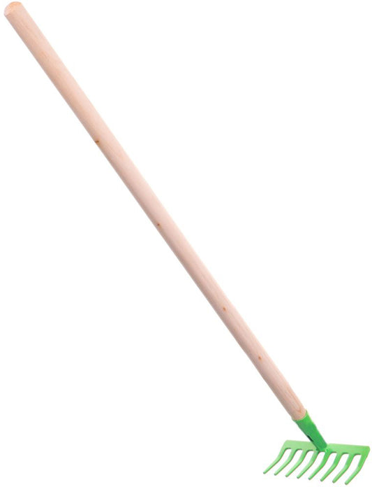 DŘEVO Hrábě dětské nářadí zelené s násadou 80cm kov