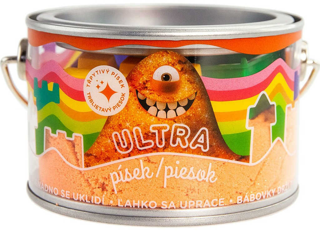 EP Line Ultra písek kinetický magický 200g oranžový s glitry s formičkami v plechovce