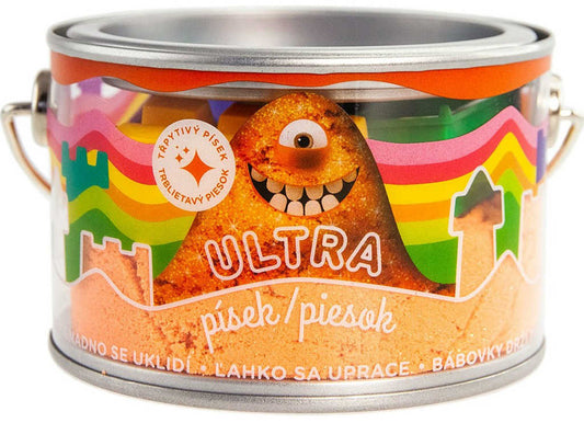EP Line Ultra písek kinetický magický 200g oranžový s glitry s formičkami v plechovce