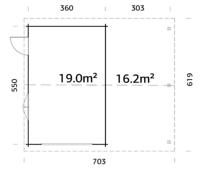 Garáž Roger 19,0 + 16,2  m2 - bez dveří