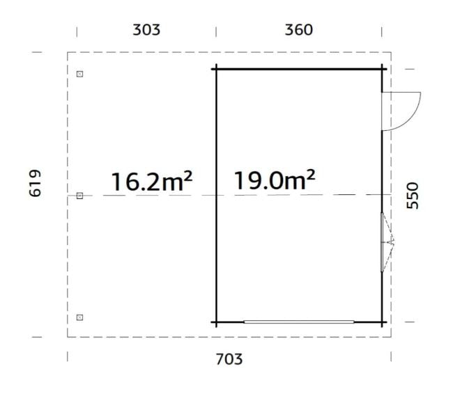 Garáž Roger 19,0 + 16,2  m2 - bez dveří