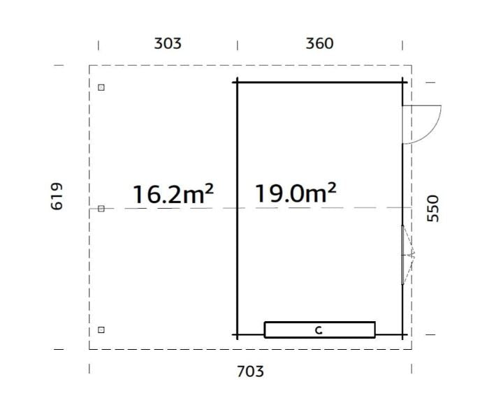 Garáž Roger 19,0 + 16,2  m2 - výsuvná vrata