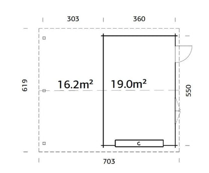Garáž Roger 19,0 + 16,2  m2 - výsuvná vrata
