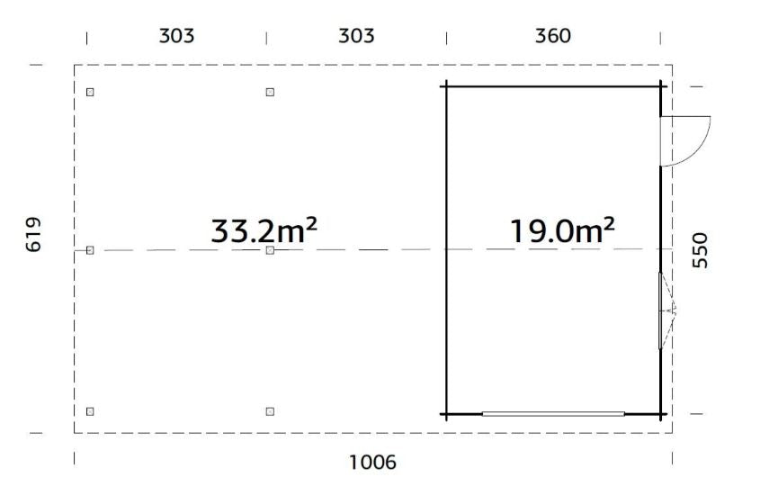 Garáž Roger 19,0 +33,2 m2 - bez vrat