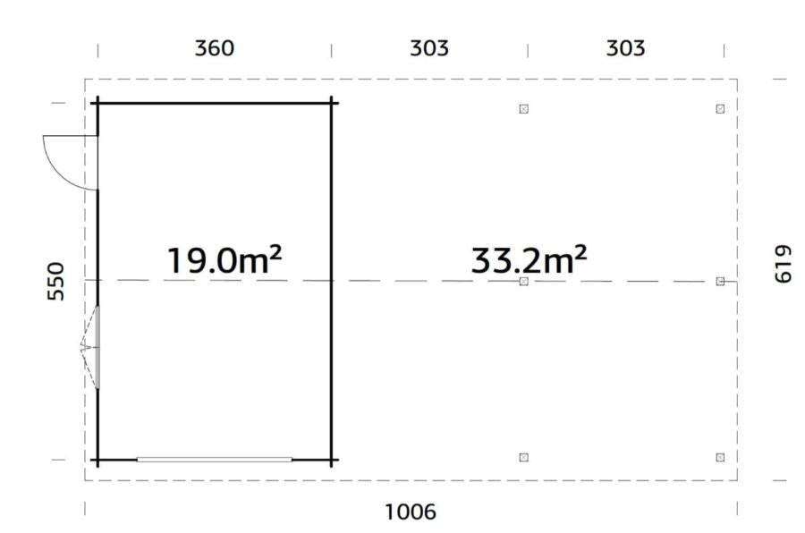 Garáž Roger 19,0 +33,2 m2 - bez vrat