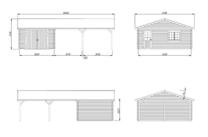 Garáž Roger 19,0 +33,2 m2 - s dřevěnými vraty