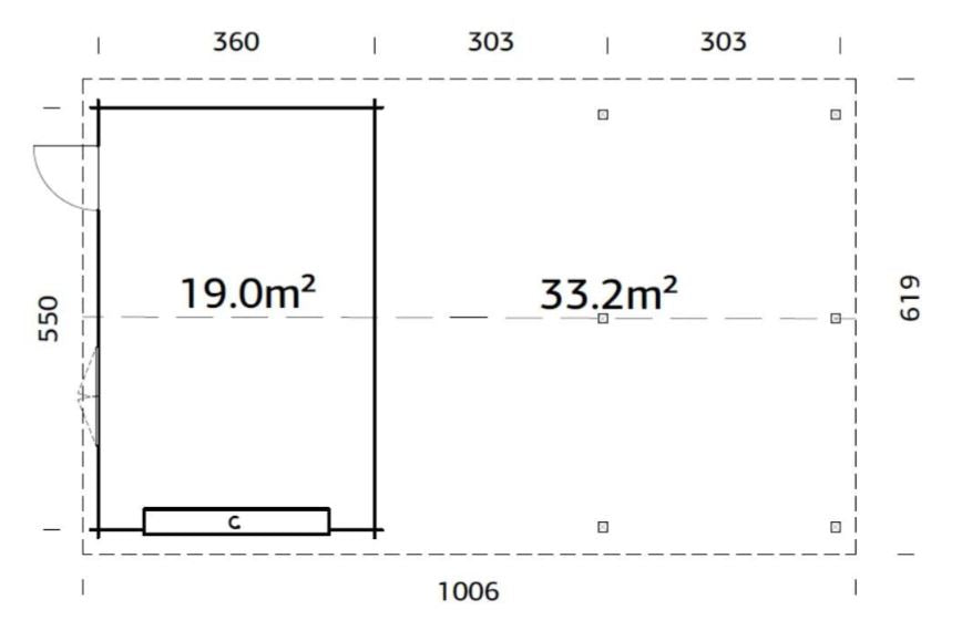 Garáž Roger 19,0 +33,2 m2 - s výsuvnými vraty