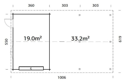 Garáž Roger 19,0 +33,2 m2 - s výsuvnými vraty