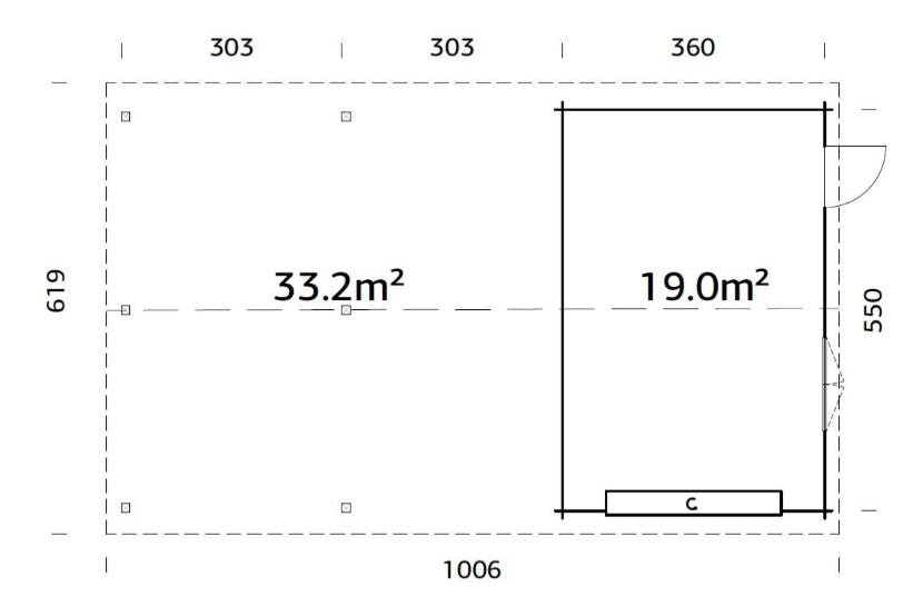 Garáž Roger 19,0 +33,2 m2 - s výsuvnými vraty